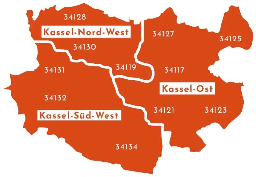 Karte mit den PLZ Bereichen der drei Bürgersolargruppen